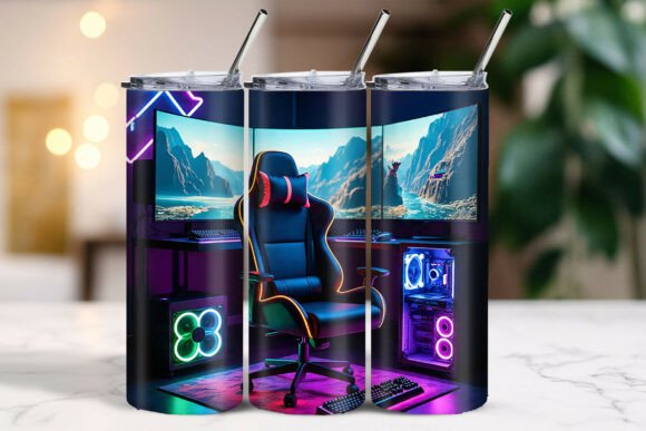 3D Gamer Room LED Lights Tumbler