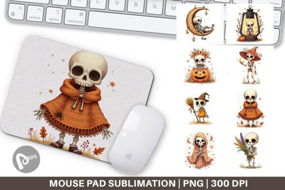 Boho Skeleton Halloween Mouse Pad