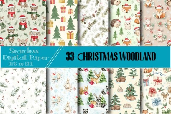 Christmas Woodland Seamless Pattern