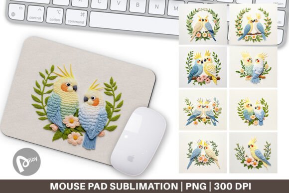 Cockatiel Embroidery Mouse Pads for a Stylish Workspace
