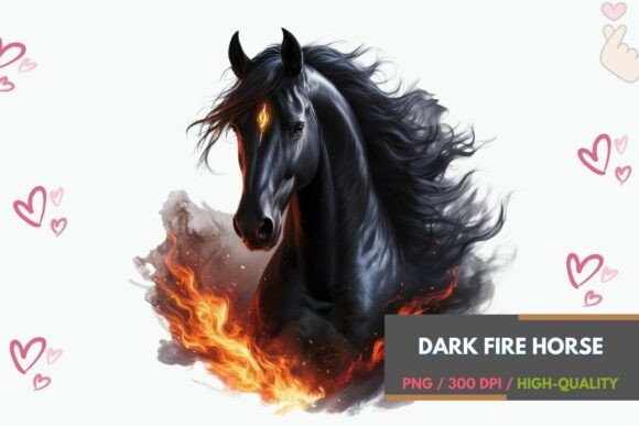Dark Fire Horse Portrait PNG: A Vision of Power and Elegance