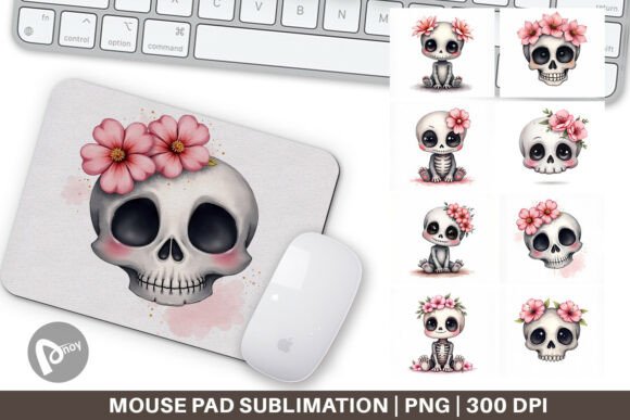 Floral Skull Mouse Pad PNG