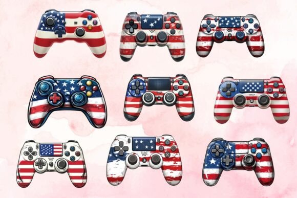 Game Pad Controller 4th of July Clipart