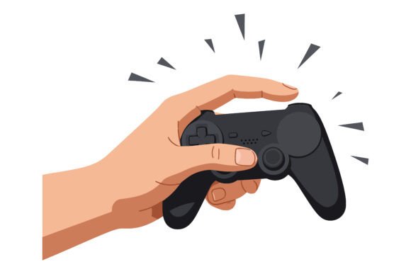 Hand Holding a Black Game Controller Wit