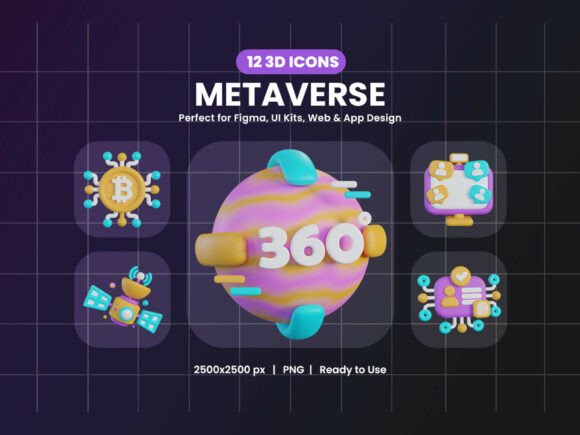 Metaverse 3D Icon Pack for Virtual Reality and Augmented Reality