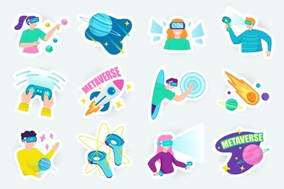 Metaverse Cute Stickers Set