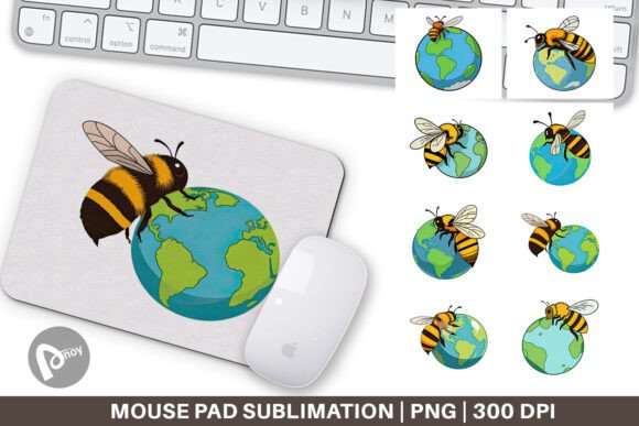 Mouse Pad Bee with Earth