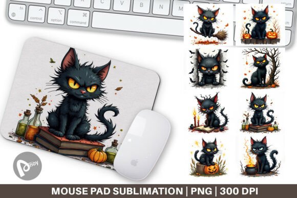 Mouse Pad Grumpy Black Cat