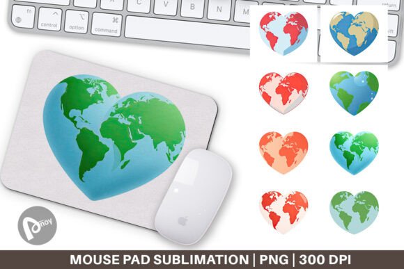 Mouse Pad Heart-Shaped Earth