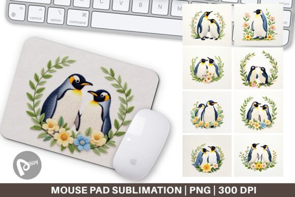 Mouse Pad Penguin Embroidery