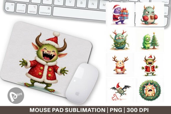 Mouse Pad Quirky Monster Christmas