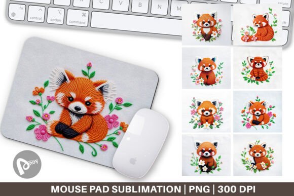 Mouse Pad Red Panda Embroidery