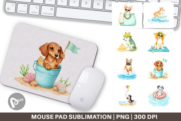 Mouse Pad Summer Dog Watercolor
