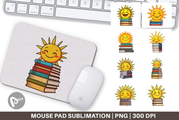 Mouse Pad Sun with Books: A Stylish Addition to Your Workspace