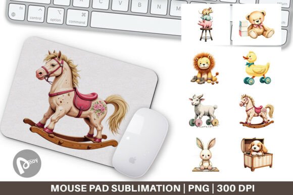 Mouse Pad Vintage Toy Animals