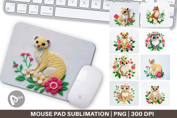 Mouse Pad Weasel Embroidery
