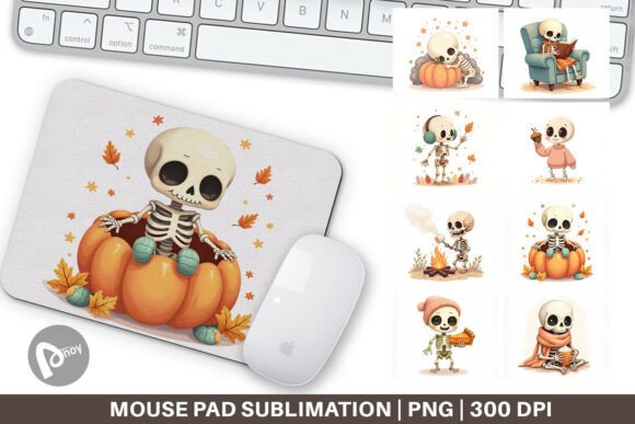 Pastel Fall Skeletons Sublimation Mouse Pad: A Stylish Addition to Your Workspace