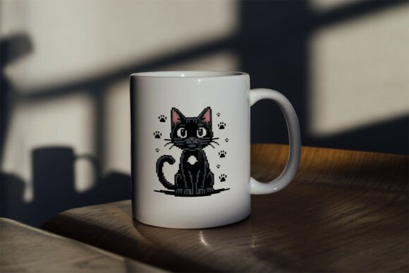 Pixel Black Cat: A Retro-Inspired Digital Artwork for Every Project