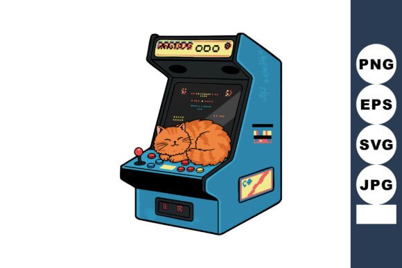 Retro Arcade Game Machine with Sleeping: A Unique Blend of Gaming and Pet Charm