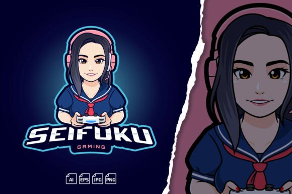 Seifuku Gamer Girl Logo: Perfect for Gaming Teams