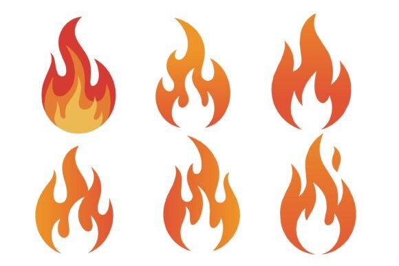 Six Fire Flame Vector Set