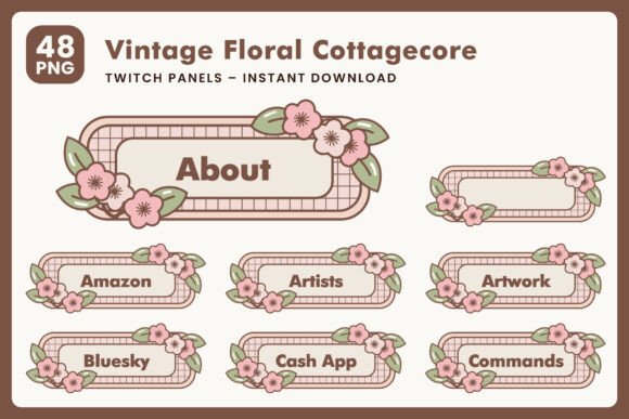 Vintage Floral Cottagecore Twitch Panels