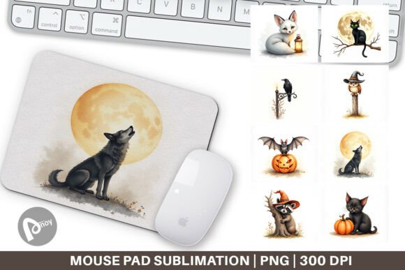 Vintage Halloween Animal Mouse Pad: A Nostalgic Touch for Your Workspace