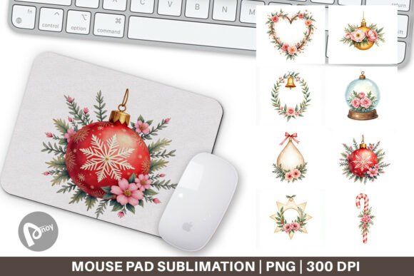 Watercolor Vintage Christmas Ornaments: A Stylish Addition to Your Workspace